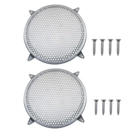 FDXGYH 2 Pcs 12.0 Inch Speaker Grill Subwoofer Grill Waffle Grill Guard Protector Cover with Mounting Screws for Home Audio (Silver)