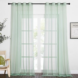 NICETOWN Sheer Curtains 2 Panels for Living Room Windows, Grommet Voile Sheer Textured Casual with Light Filtering Window Curtain Drapes for Bedroom, Sage Green, W54 x L96