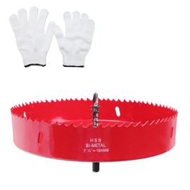 Geesatis 7-1/4 Inch Hole Saw,HSS Bi-Metal Hole Cutter,Hex Shank Hole Saw Drill Bit with Spring,use for Cutting Wood, Plastic, Drywall, Plasterboard and Soft Metal Sheet,1 Set