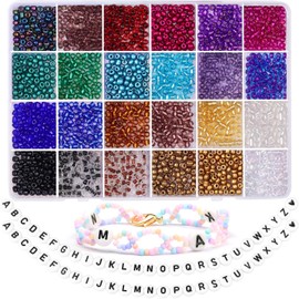 Yholin 4mm Glass Seed Beads, 6/0 Small Pony Beads Jewelry Friendship Bracelet Making Kit, Tiny Waist Letter Beads, DIY Art Craft Gifts