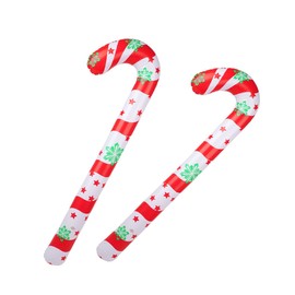 FINGOOO 2pc Christmas Inflatable Candy Cane, 90cm Giant Blow Up Candy Sticks for Xmas Ornaments Christmas Party Decoration