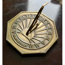 IOTC ARMOURY Brass Garden Sundial Classic Octagonal Home & Garden Gift Decor Outdoor Sundial - 10 Inch Birthday Gift