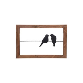 Foreside Home and Garden 18 x 12 inch Rustic Birds On A Wire Wood and Metal Wall Décor, 10, Black, Brown