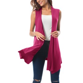 Urban CoCo Women's Sleeveless Cardigan Summer Open Front Vest Lightweight Cool Coat (2XL, Rose)