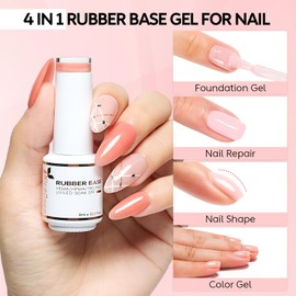 Nicedeco Rubber Base Set 8 ml 6 Colours Rubber Base Gel Hema Free Rubber Gel Nails Soak Off Gel Set 6-36