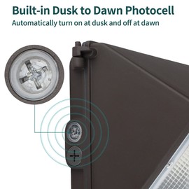 kadision LED Wall Pack with Dusk-to-Dawn Photocell, 60W Waterproof Outdoor Commercial Lighting Fixture, 150-200W HPS/MH Replacement, 5000K 7800lm 100-277V ETL/cETL Listed