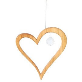 Wooden Heart Pendant with Crystal