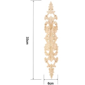 MUXSAM 4 x Unpainted Wood Carvings European Carvings with Flower Pattern for Furniture Doors Cabinet Doors, 33 x 6 cm