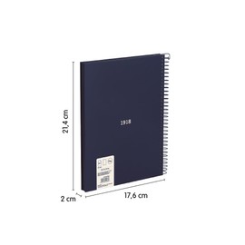 MILAN® A5 Hardcover Spiral Notebook 80 Sheets 95gsm 430 Since 1918 Collection Blue