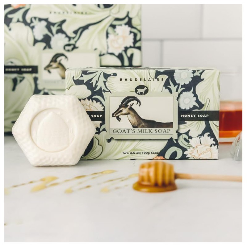 Baudelaire Honey Soap, Goats Milk, 2 Bar Set