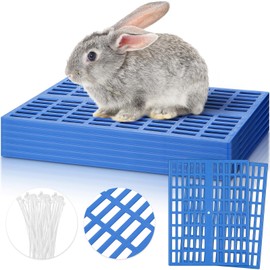 Kigley 6 Pcs Plastic Rabbit Cage Mat Rabbit Floor Mat Foot Resting Pad, Pads for Small Animal Rat Hamster Guinea Pig Chinchilla, Mats Feet Pads for Bunny Dogs Cats Pet, 13 x 9.7 x 0.3 inch, Blue