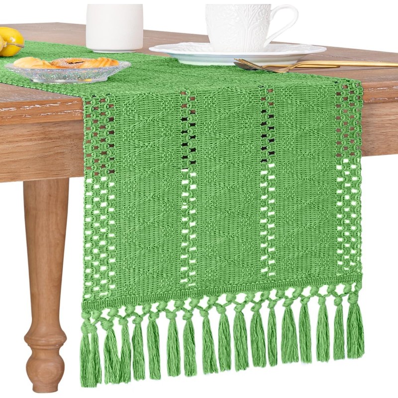 FLCSIed Boho Table Runner Macrame Farmhouse Woven Burlap Rustic Table