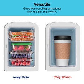 Chefman - Iceman Mini Portable White Personal Fridge Cools Or Heats & Provides Compact Storage For Skincare, Snacks, Or 6 12oz Cans W/ A Lightweight 4-liter Capacity To Take On The Go