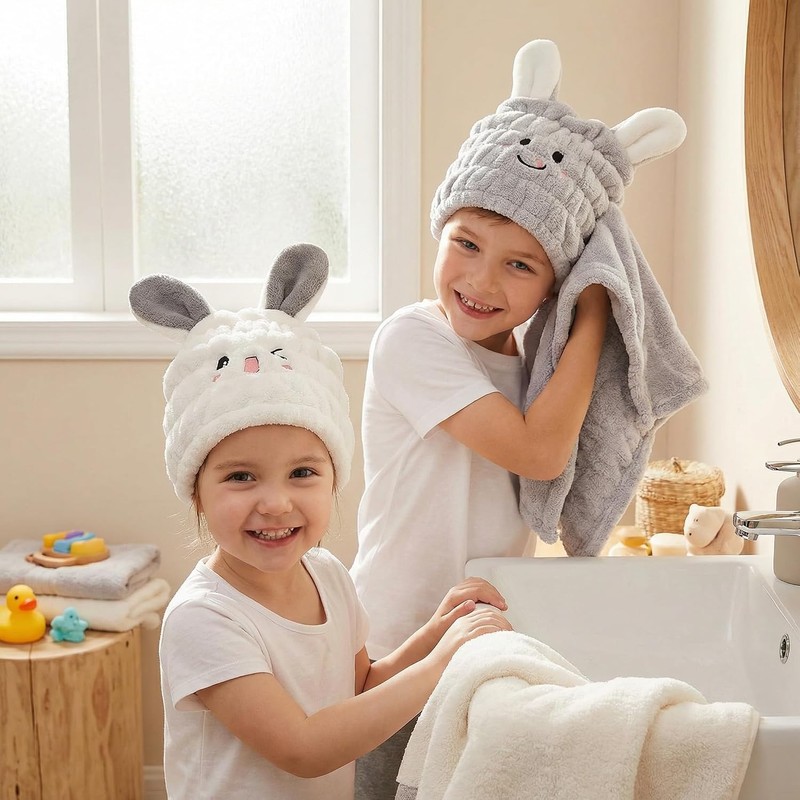 2 Piezas Gorro Secado Rápido para Niñas Toalla Absorbente de