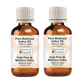 Greenwood Essential Pure Madhúca Indica Oil (Madhuca indica) Natural Therapeutic Quality Cold Pressed (Pack of Two) 100 ml x 2 (6.76 oz)