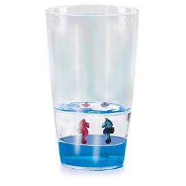 Deluxebase Floatarama Tumbler - Seahorse from 9oz BPA-Free Acrylic Plastic Drinking Glasses with Floating Animal Figurines. Cute Drinkware and Novelty Glassware.