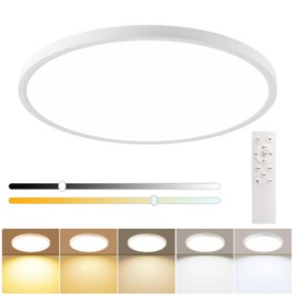MOSSCO Dimmable 20 inch Large Flush Mount LED Ceiling Light, 43W, 3200LM, 3000K-6500K, Round Flat Panel Light for Living Room, Bedroom, Kitchen (White, 1PK)