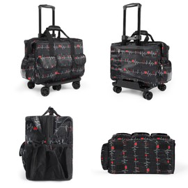 Nurse Rolling Medical Duffle Bag Work Nursing Clinical Home Health Cna Nr Gift Carry On Bag Wheel Doctor Emt Ems Healthcare (black and white)