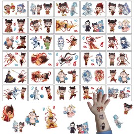 BUYLONG Nezha Children's Temporary Tattoo, Cartoon Temporary Tattoo Gift, Suitable for Birthday Party Decoration, Suitable for Boys and Girls Family Activities Class Prizes, Carnival Christmas Rewards