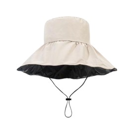 Guador Sun Hat, Sun Hat Women Men Foldable Fishing Hat Wide Brim UV Protection Rain Hat with Chin Strap Beach Hat Sun Protection Head Summer Sun Hats, beige