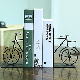 Bicycle Bookends, Metal Heavy Duty Bookends, Bookends On Shelves, Suitable for Study Or Office Decoration (2.22 Lbs / 1 Pair)
