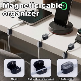 8pcs Magnetic Cord Organizer, Magnetic Cable Clips Management with Adhesive Desk Cable Management Cord Organizer for Phone Wire Home Office Car Nightstand