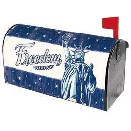 4TH of July Independence Day Freedom Mailbox Cover Size 18x21 Inch Patriotic American Flag Mailbox Cover Welcome Design Mailbox Wraps Post Letter Box Cover for Home Garden Yard Decor