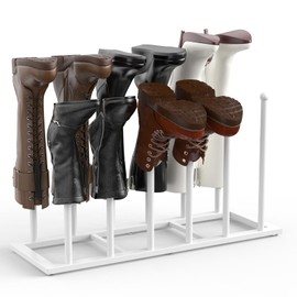 HzTinT Boot Rack, 19.5 Inches Boot Rack Organizer Tall Boots, Stainless Steel Boot Storage Holder, Free Standing Boot Racks for 6 Pairs Entryway, Closet, White