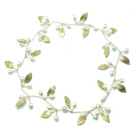 Bridal Wedding Hair Vine Crystal Bride Head Piece Leaf Shape Hair Vine Wedding Hair Styling accessories for Women and Girls(Gold)