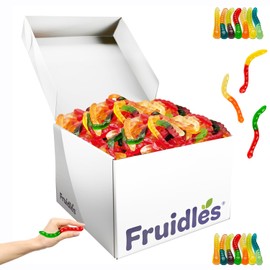 Large Gummi Worms Candy, Assorted Fruit Flavors Gummies, Allergy Friendly, Non-GMO, No Artificial Sweeteners Gummy (20 Pound (Bulk))