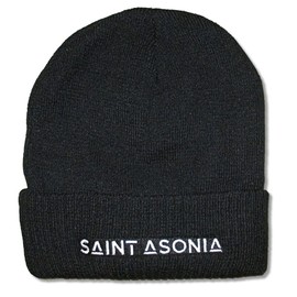 Saint Asonia Men's White Logo Beanie Black