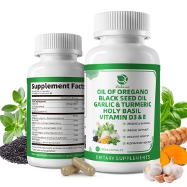 Lukaree Oregano Oil Capsules with Black Seed Oil, Garlic Oil High Concentrated Carvacrol