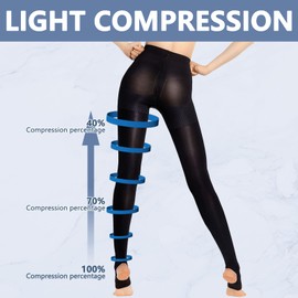 +MD 15-20mmHg Women's Open Toe Compression Pantyhose Stirrup Medical Compressive Stocking Black S/M