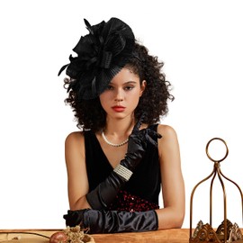 LATIMOON Tea Party Hat Fascinators Hats for Women Girls Elegant Kentucky Derby Hat Flower Headband Outfits for Wedding Church(Black)