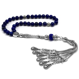 ALBATROSART -Luxury Collection- Prayer Beads-Worry Beads-Tesbih-Tasbih-Tasbeeh-Misbaha-Masbaha-Subha-Sebha-Sibha-Rosary (-Natural Lapis Lazuli Stone 8 mm 33 beads-)