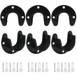 LifCratms 2 Packs Closet Rod Bracket, 1-1/4 Inch Stainless Steel Wardrobe Bracket with Screws, Heavy Duty Closet Rod Holders Closet Rod Support for Closet, Curtain Rod (Black)