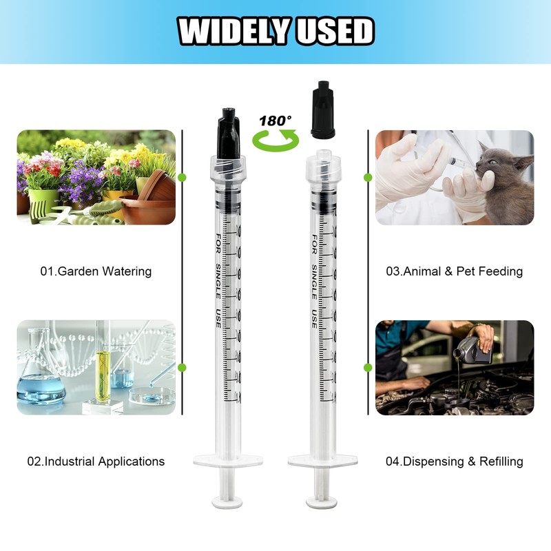 30 Pack 1ml Plastic Syringes without Needle, Luer Lock Syringes