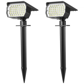 WENATY Solar Spot Lights Outdoor Waterproof IP65, 2 Pack Landscape Spotlights with 46 LEDs, 3 Modes Auto On/Off Solar Powered Flood Lights for Outside Pathway, Yard, Garden, Walkway (Cool White)