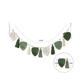 EXQUILEG Boho Decorative Macrame Wall Hanging, Woven Leaves Tapestry, Chic Tapestry, Fringe Garland for Bedroom, Living Room, Children's Room (Green)