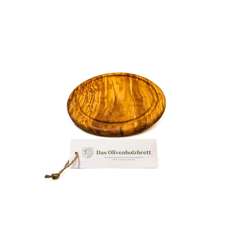 DAS OLIVENHOLZBRETT® Olive Wood Cutting Board Round with Groove 22