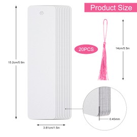 20 Pieces Sublimation Blank Bookmark Metal Blank Bookmarks with Tassels DIY Craft White Bookmarks with Hole for DIY Projects and Present Tags