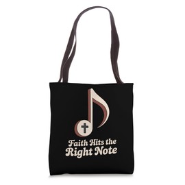 Faith Hits Right Note Worship Guitarist Design Tote Bag