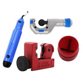 YOYEAH Pipe Cutter Set 5 - 50 mm with Hand Deburring - for Stainless Steel, Copper Pipe, Plastic (PVC & PE) - Mini Pipe Cutter Pipe Deburring and Deburring Tool
