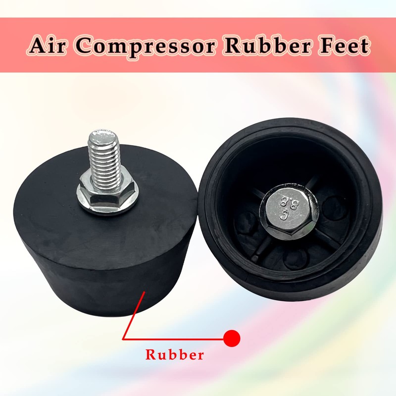 4Pcs Air Compressor Rubber Feet,No Oil Machine Shock-Absorbing Foot Pads,Black(M8