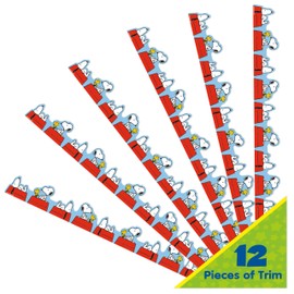 Eureka Peanuts Snoopy Doghouse Extra Wide Decorative Classroom and Bulletin Board Trim for Teachers, 3.25" Wide, 12 Strips for 37 Total Feet