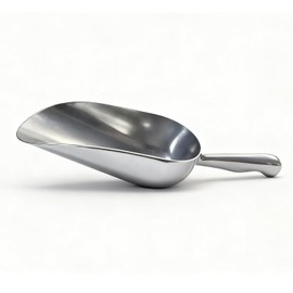 6 OZ Cast Aluminum Utility Scoop, One-Piece Solid Ice Scoop for Ice Bucket, Bar, Kitchen, Multipurpose Food Scooper for Flour, Sugar, Popcorn, Dog Food (Silver) (6OZ)