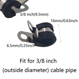 AUXBC 32Pcs 3/8 Inch Stainless Steel Rubber Cushioned Insulated Cable Clamps, Metal Wire Clamps, Pipe Hose Tube Clamp for Automotive, Home, Office Installation