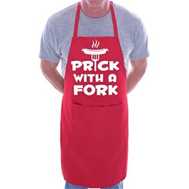 Prick With a Fork BBQ Cooking Funny Novelty Apron Red