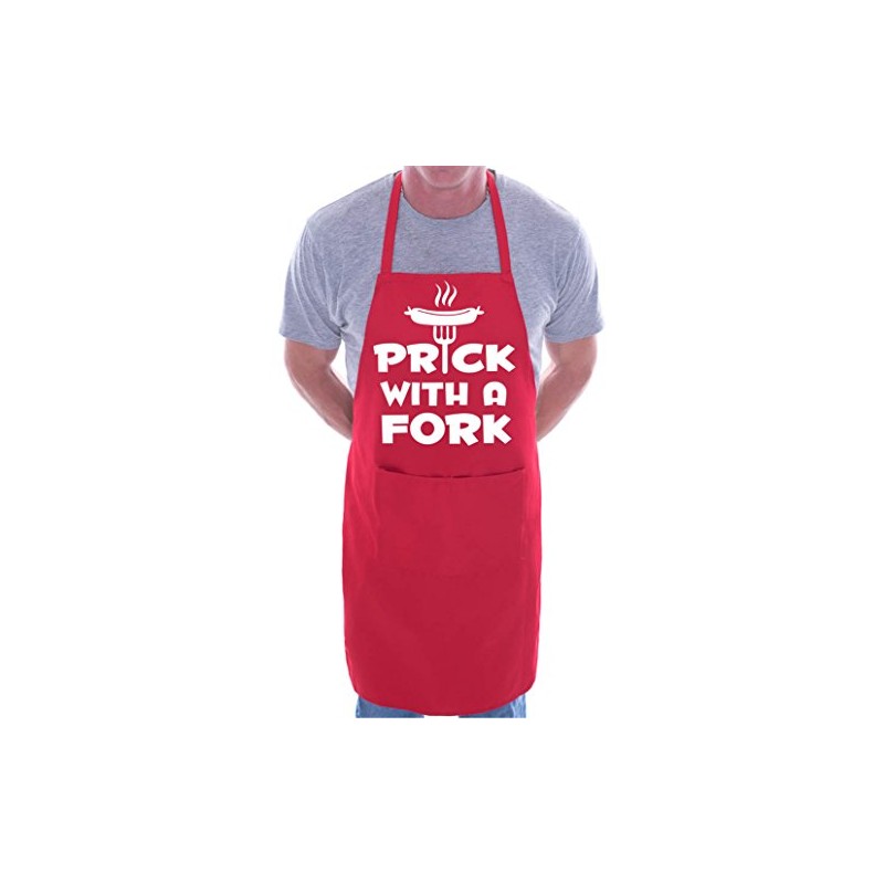 Prick With a Fork BBQ Cooking Funny Novelty Apron Red
