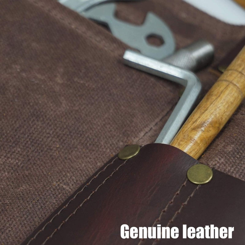 Heavy Duty Tool Apron with Hammer Loop,Waxed Canvas Waist Work